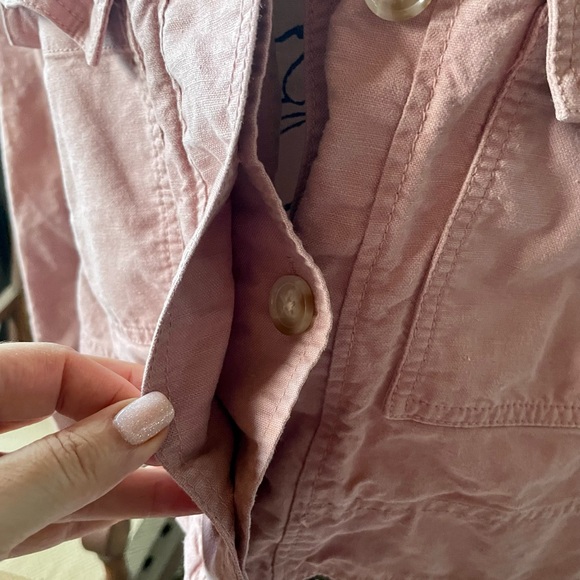 LOFT Dusty Rose Pink Petite Button Up / Down Utility Jacket Cotton & Linen XSP - Picture 5 of 16